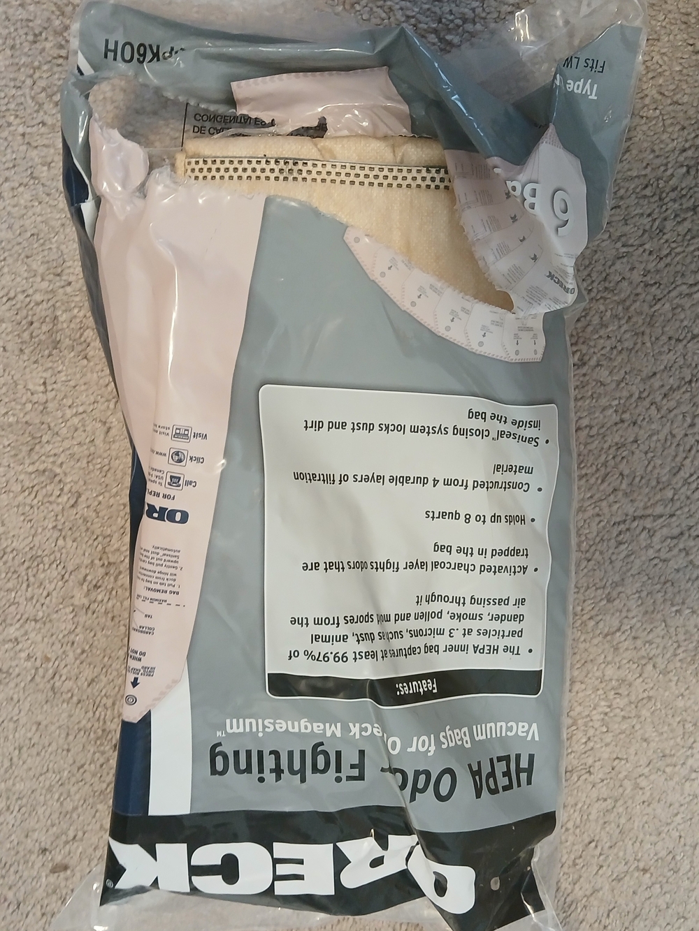 4 Oreck Magnesium HEPA Odor Fighting Vacuum Bags - Cream